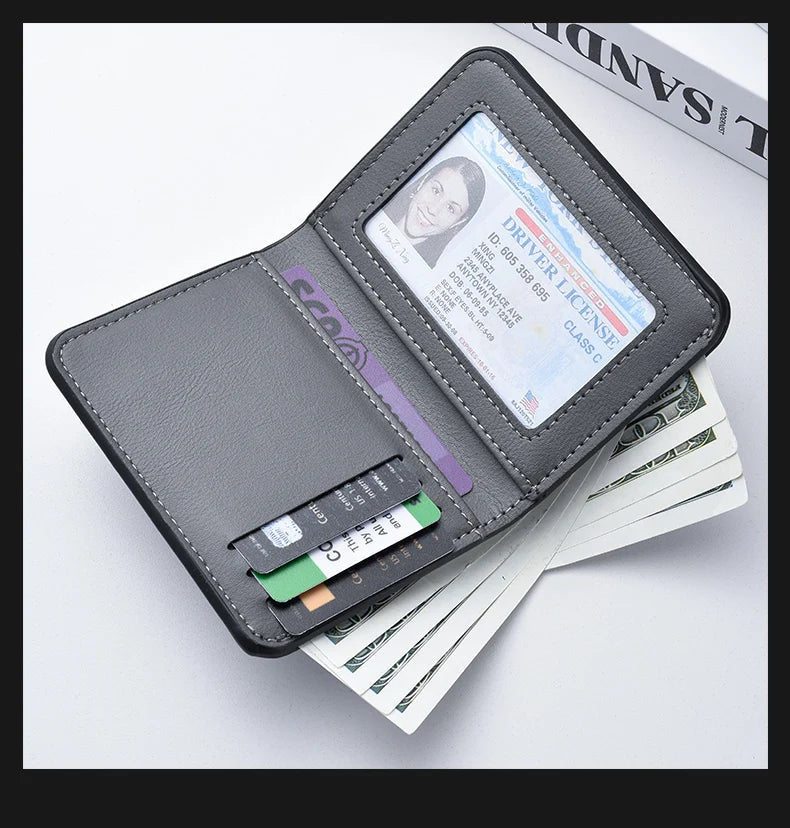 1Pc New Ultra-thin Mini Soft PU Leather Credit Card Wallet Holder Short Vertical High Quality Men's Wallet - Velora