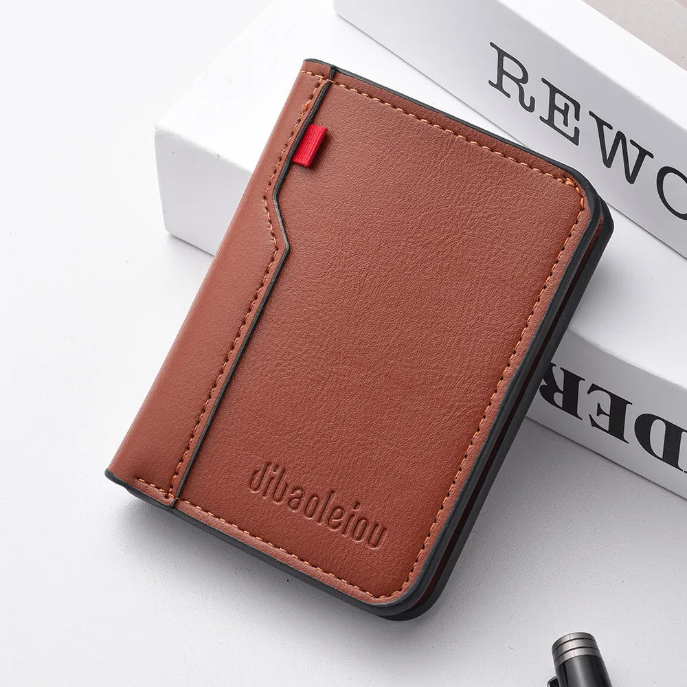 1Pc New Ultra-thin Mini Soft PU Leather Credit Card Wallet Holder Short Vertical High Quality Men's Wallet - Velora