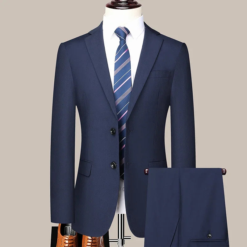 Suit (Blazer+ Pants) Men's Fashion Business Outdoor Trend Solid Color Casual Slim-fit Wedding Host Gentleman Suit S-6XL Velora