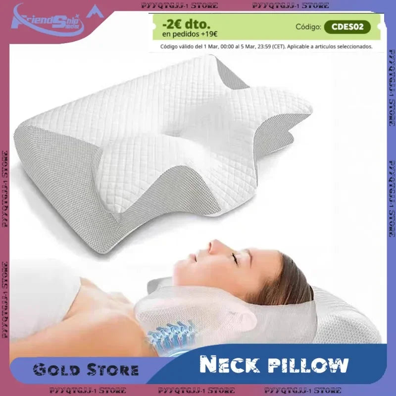 Sleep Memory Pillow Butterfly Memory Foam Neck Pillows Contoured Sleep For Neck Pain Relief Stomach Support Comfortable Pillow - Velora
