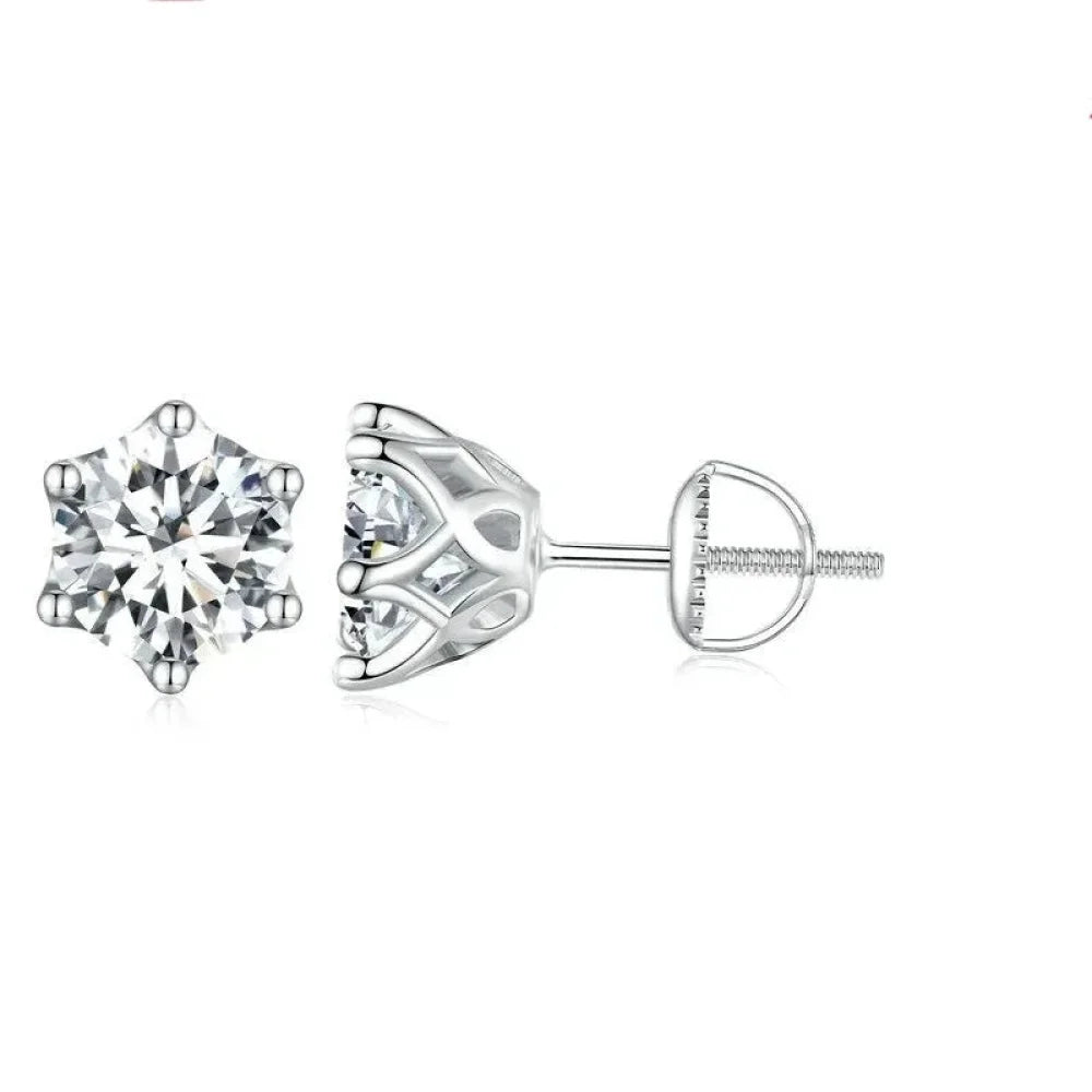 Radiant Moissanite Stud Earrings | D Color Round Cut 925 Silver, Gold Plated - Velora