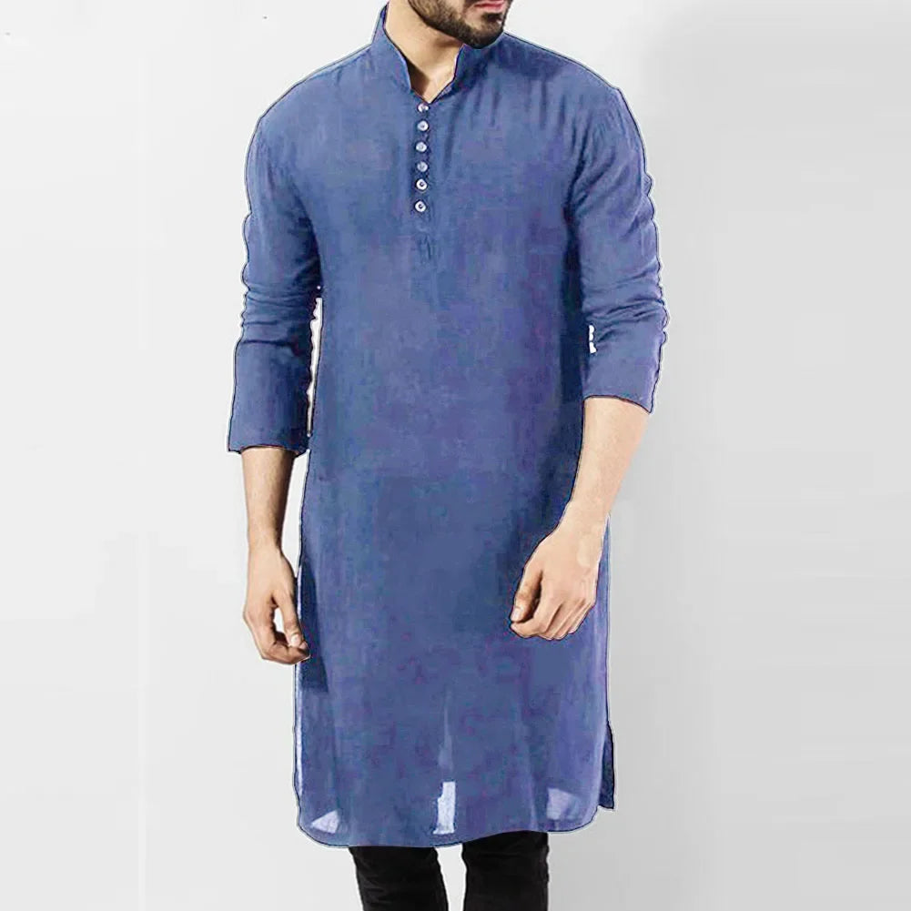 Mens Indian Traditional Kurta Shirt Long Sleeve Ethnic Kaftan Shirt Blouse Tunic Shirts Velora