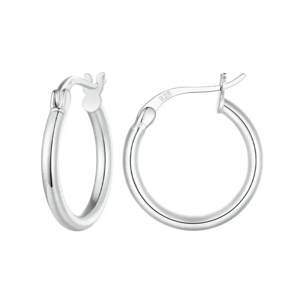 14K White Gold-Plated 925 Sterling Silver Hoop Earrings - Stylish And Hypoallergenic Jewelry For Women - Velora