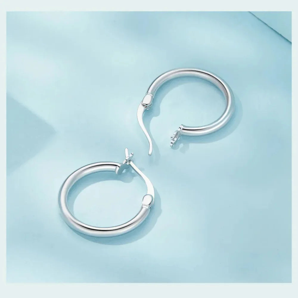 14K White Gold-Plated 925 Sterling Silver Hoop Earrings - Stylish And Hypoallergenic Jewelry For Women - Velora