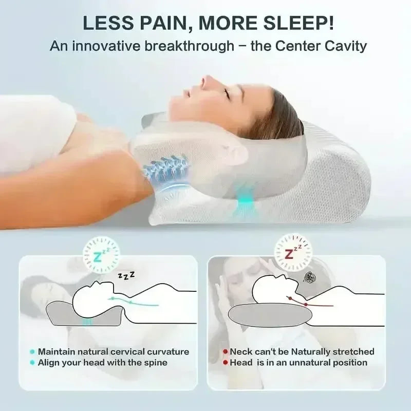 Sleep Memory Neck Pillow Butterfly Slow Rebound Comfortable Memory Foam Sleep Pillow Cervical Orthopedic Neck Massage Bed Pillow - Velora