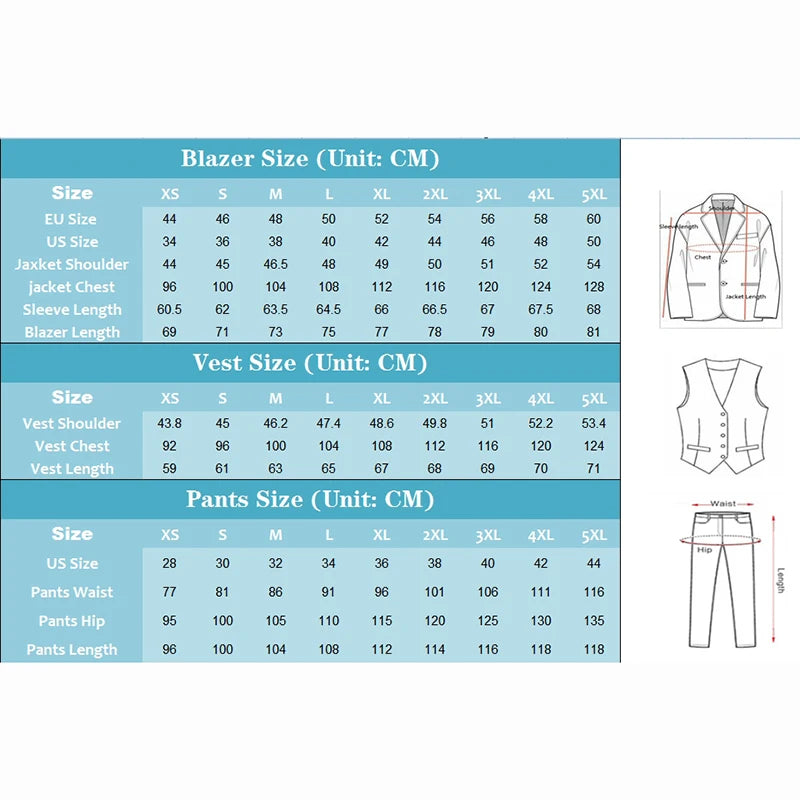Elegant Wedding Suits for Men 2025 Solid Color Blazer Slim Fit 3 Pcs Jacket Pants Vest Costume Homme Formal Party Male Clothing Velora