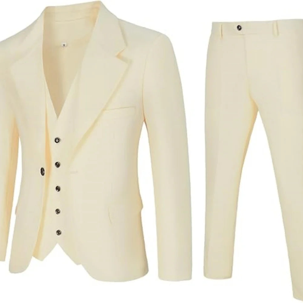 Men's suit - 3-piece tailored men's tuxedo suitable for parties weddings balls and business 2-piece solid-color suit jacket Velora