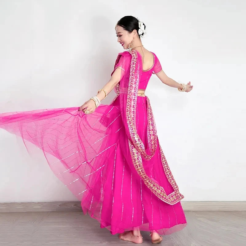 Traditional Indian Clothing Pakistani Sari Women's Elegant Dress Party Cosplay Dance Dress Stage Dress - Velora