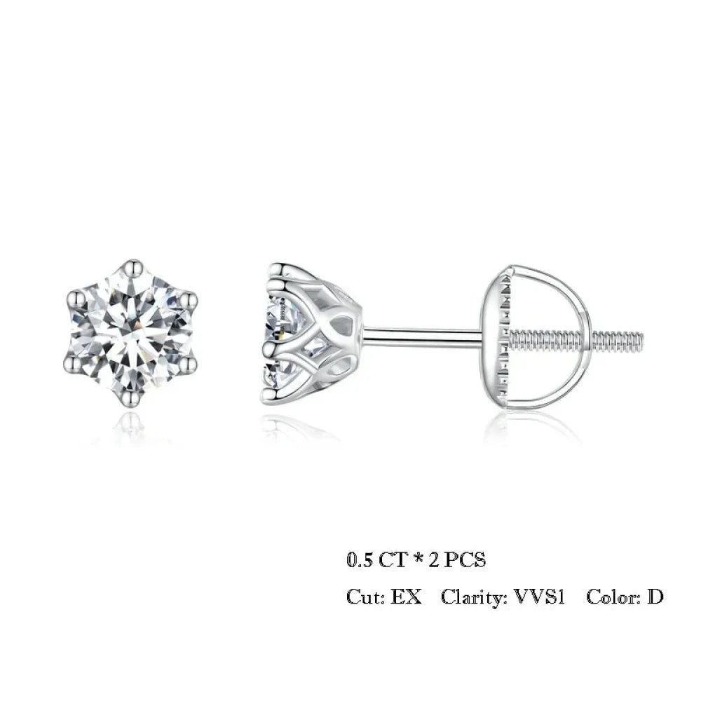 Radiant Moissanite Stud Earrings | D Color Round Cut 925 Silver, Gold Plated Itz Luxury