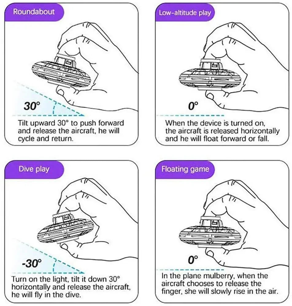 Mini Drone LED UFO Fingertip flying machine induction gyroscope Decompression adult children's toys - Velora