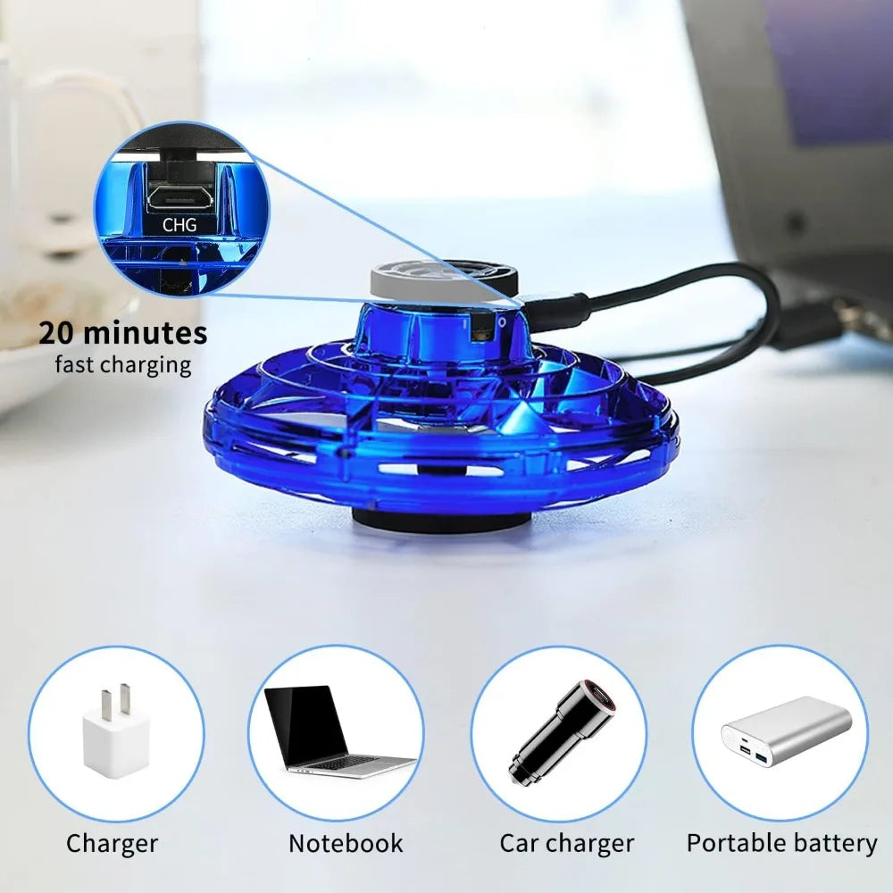 Flying Spinner UFO Mini Drone,Flying Spinner Hand Operated Drones Indoor Outdoor Cool Stuff Mini Drones Toys Birthday Gifts - Velora