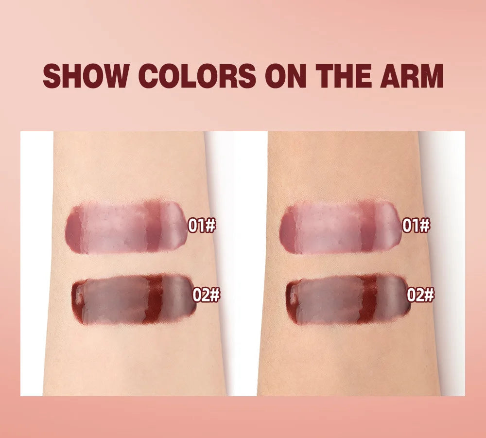 New Nude Red Bean Clear Water Gloss Glass Lip Gloss Moisturizing Chocolate Mirror Gloss Plumping Lip Tint Lip Cream Makeup 12g - Velora