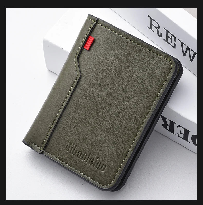 1Pc New Ultra-thin Mini Soft PU Leather Credit Card Wallet Holder Short Vertical High Quality Men's Wallet - Velora