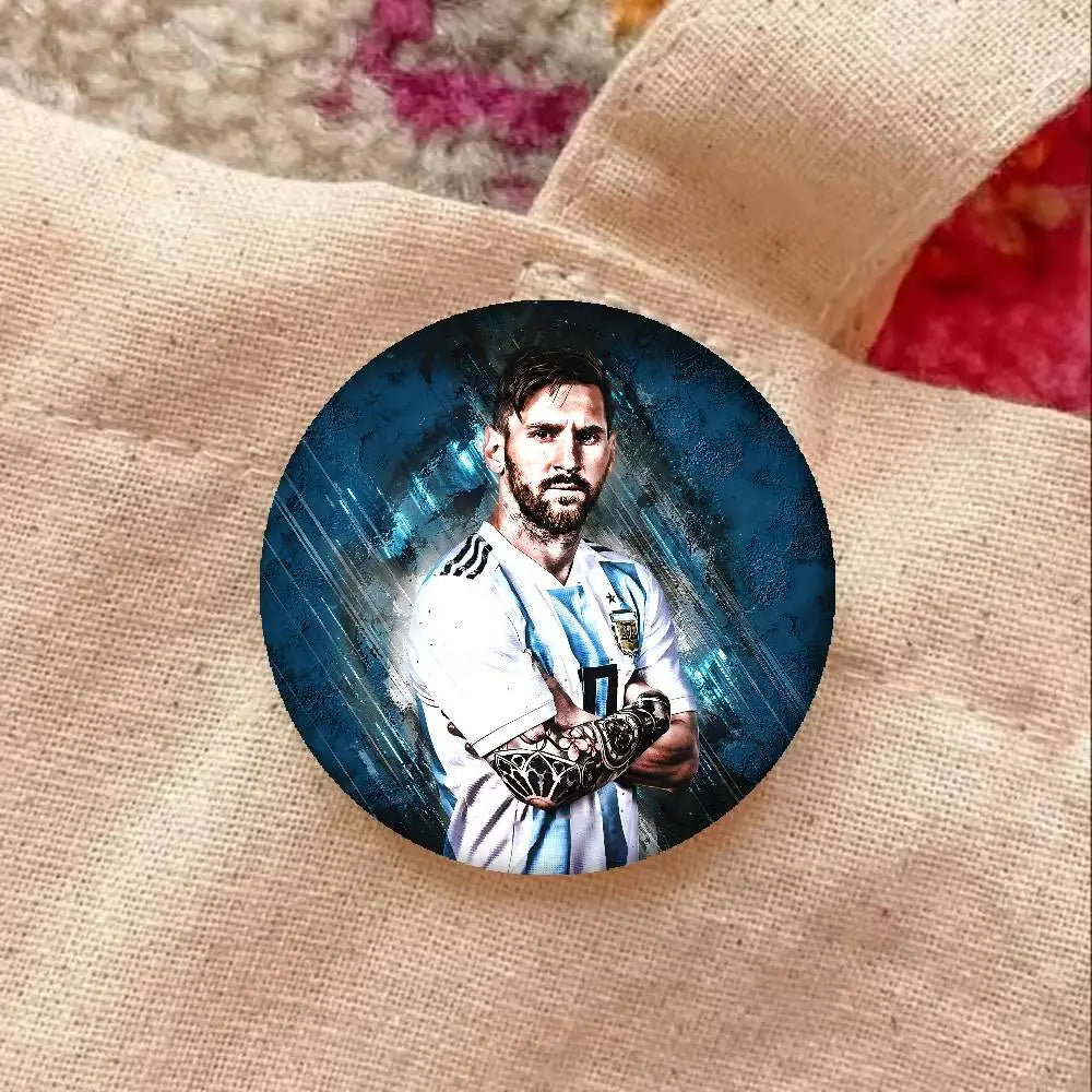 M-Messi Photo Brooches Creative Round Badge Gifts Pins 32/44/58mm Velora