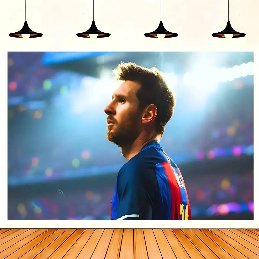 Soccer M-Messi Character Birthday Party Backdrop For Photography Background Birthday Decor Velora
