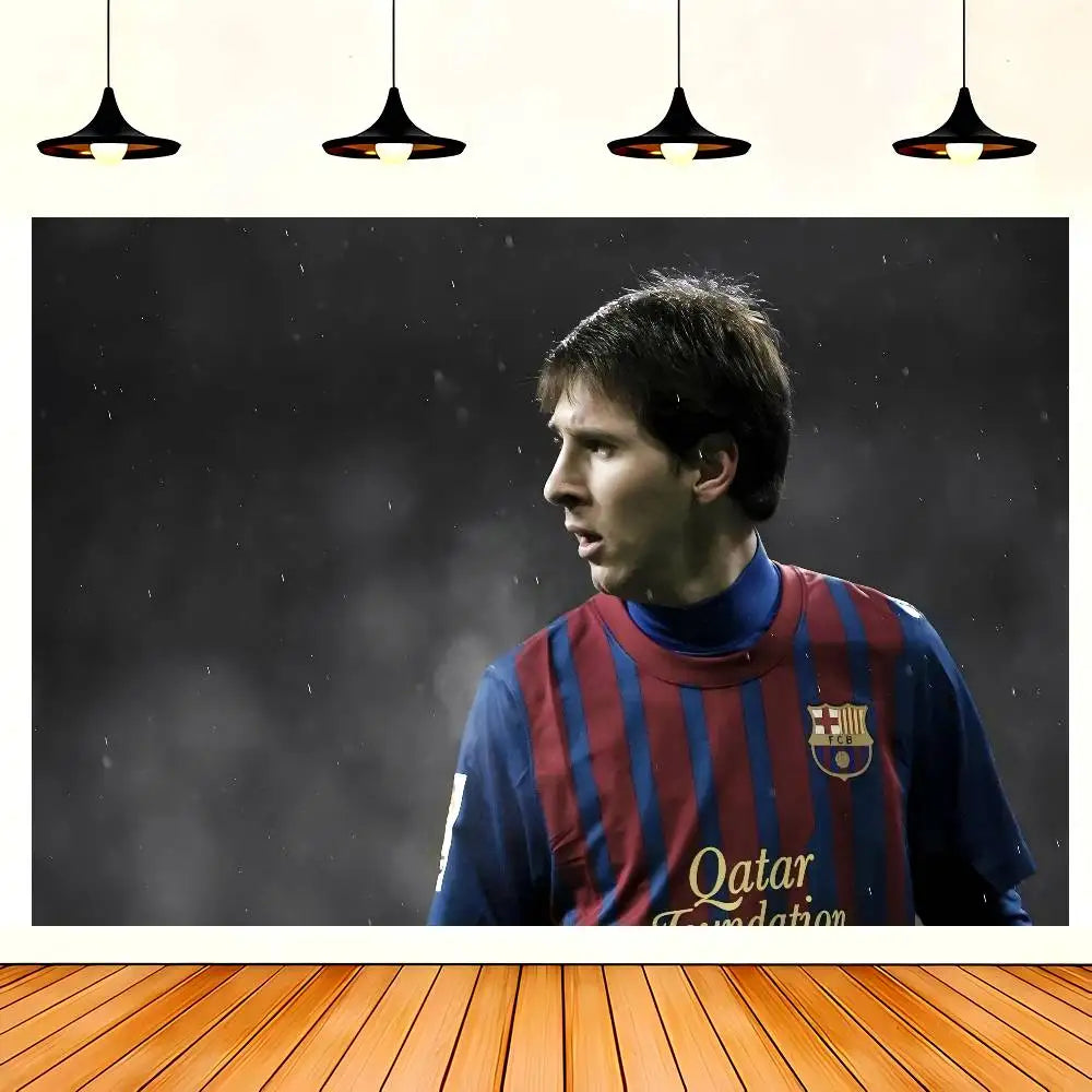 Soccer M-Messi Character Birthday Party Backdrop For Photography Background Birthday Decor Velora