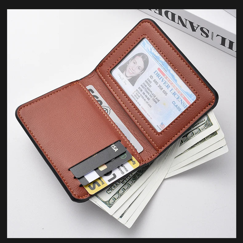 1Pc New Ultra-thin Mini Soft PU Leather Credit Card Wallet Holder Short Vertical High Quality Men's Wallet - Velora