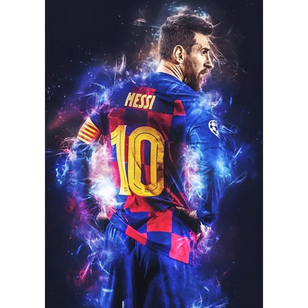 1PC Football Star Popular Character M-Messi Poster Sticky Wall Art Printing Waterproof Home Living Bed Room Bar Aesthetic Decor Velora