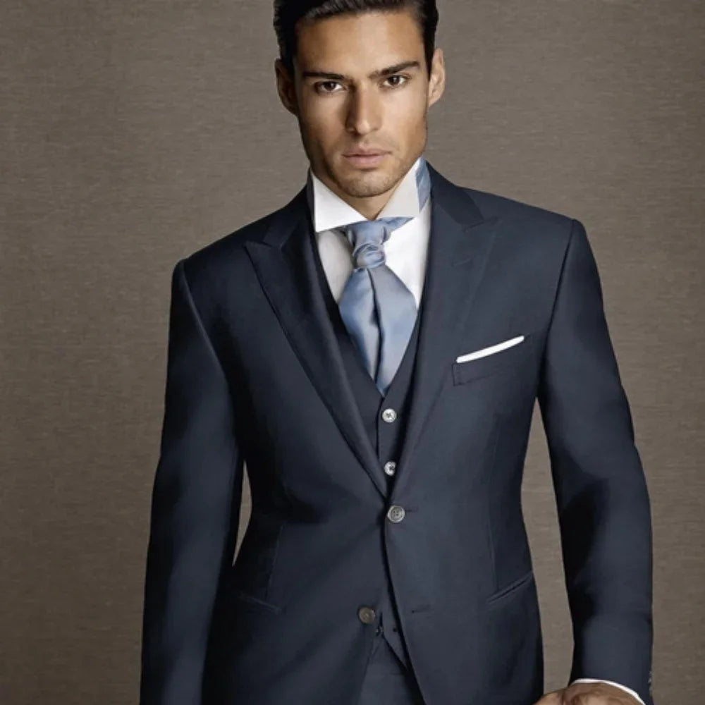 Suit (Blazer+ Vest + Trousers) Men's Fashionable Gentleman Business British Style Solid-color Banquet Host Casual Wedding Suit Velora