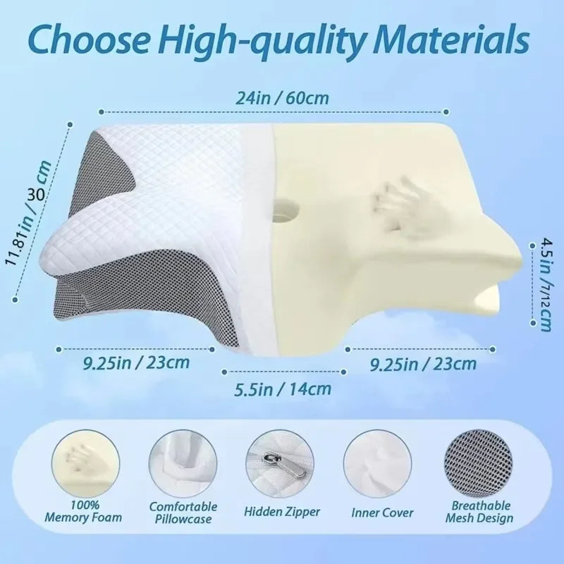 1PC Butterfly Memory Neck Pillow Slow Rebound Comfortable Sleep Memory Foam Pillow 2 in 1 Ergonomic Contour Pillows Home Supply Velora