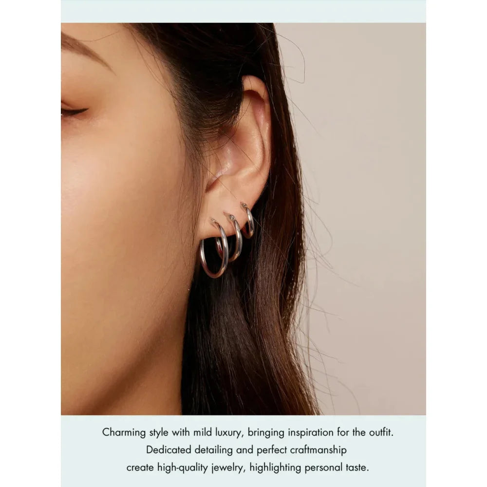 14K White Gold-Plated 925 Sterling Silver Hoop Earrings - Stylish And Hypoallergenic Jewelry For Women - Velora