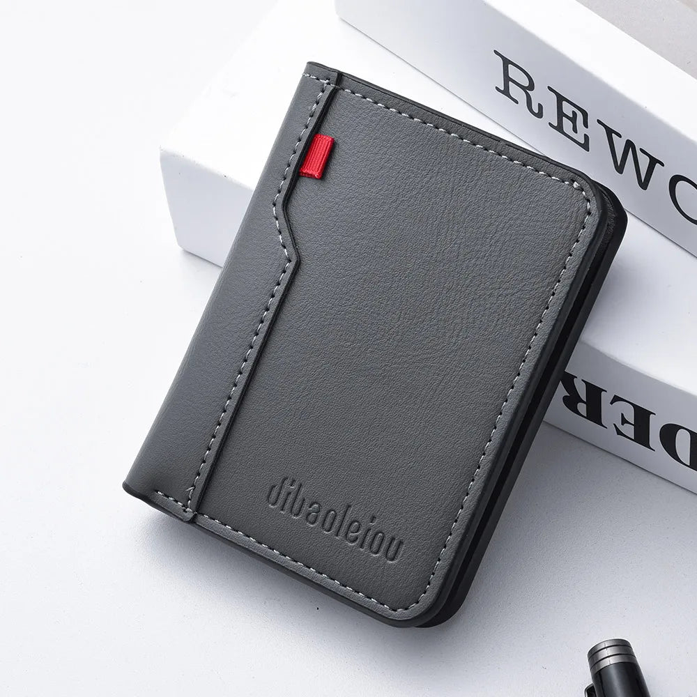 1Pc New Ultra-thin Mini Soft PU Leather Credit Card Wallet Holder Short Vertical High Quality Men's Wallet - Velora