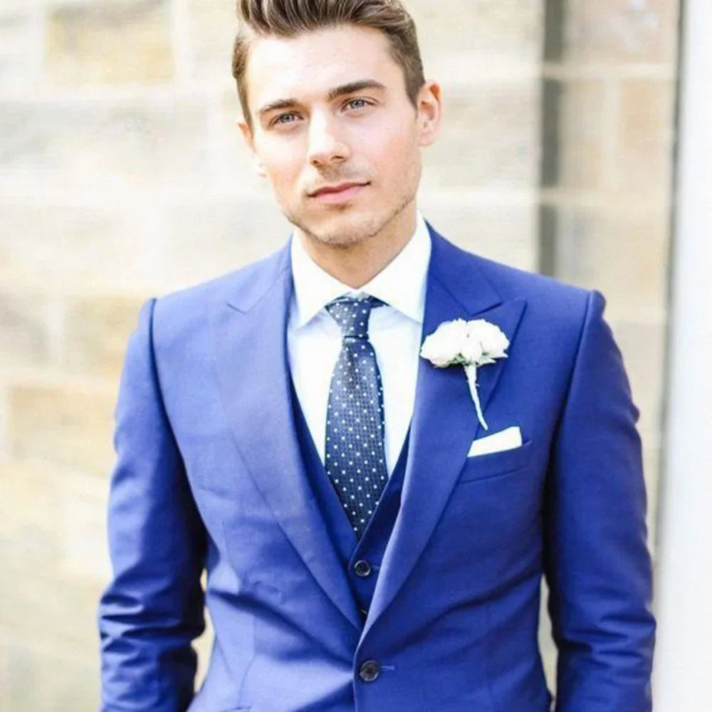 Suit (Blazer+ Vest + Trousers) Men's Fashionable Gentleman Business British Style Solid-color Banquet Host Casual Wedding Suit Velora