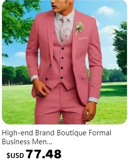 2025 Wedding Groom Suit for Men/Slim Fit 2-Piece(Blazer+pants)Breathable Groom Attire(Free Tie)Best Man, Party, Prom Ropa Hombre - Velora