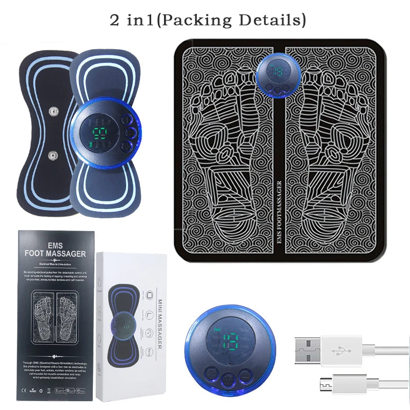 Portable Massage Foot Pad Massage Patch Massage Pen Cervical Neck and Back Full Body Massage Combination Set - Velora