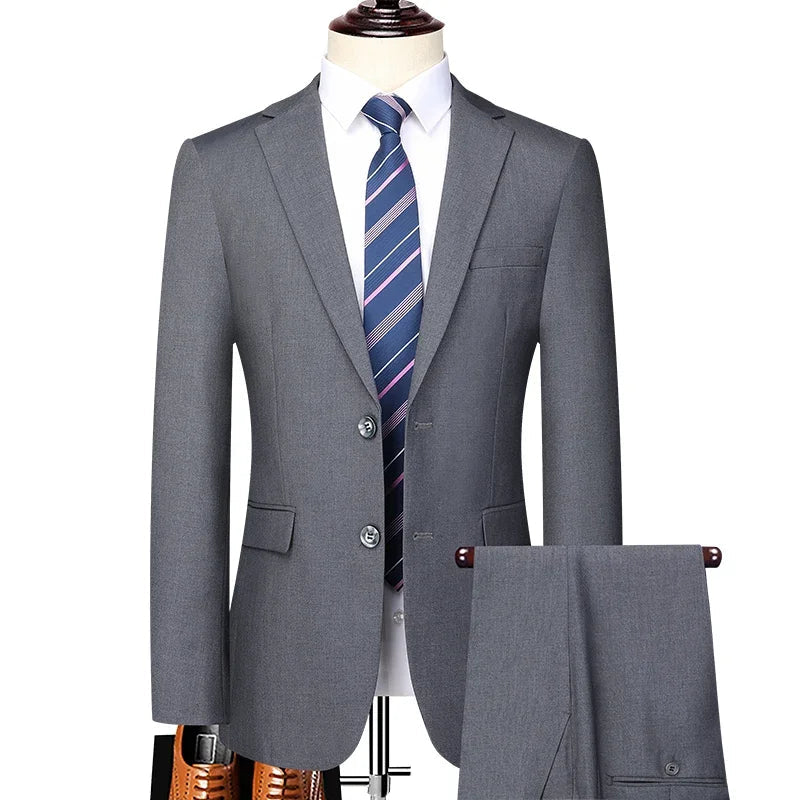 Suit (Blazer+ Pants) Men's Fashion Business Outdoor Trend Solid Color Casual Slim-fit Wedding Host Gentleman Suit S-6XL Velora