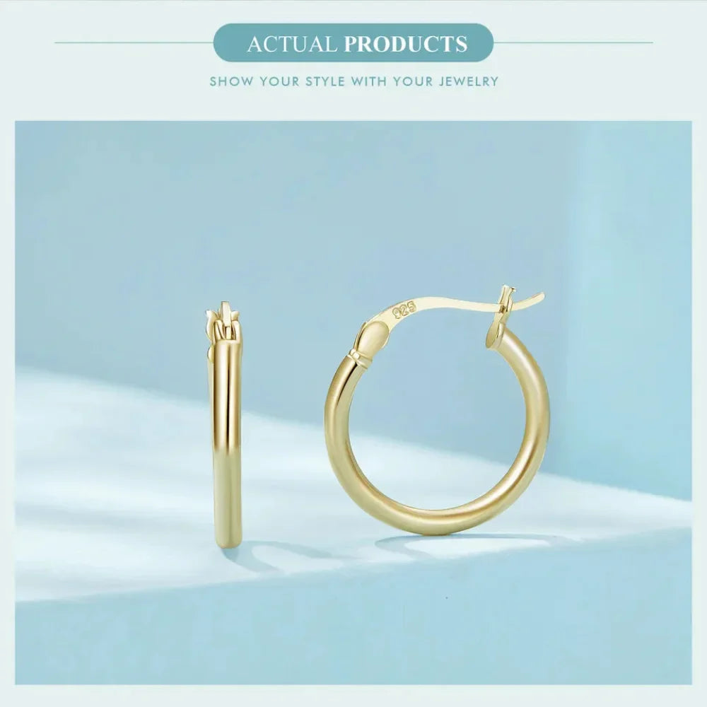 14K White Gold-Plated 925 Sterling Silver Hoop Earrings - Stylish And Hypoallergenic Jewelry For Women - Velora