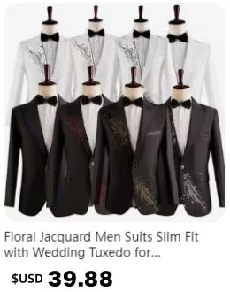2025 Wedding Groom Suit for Men/Slim Fit 2-Piece(Blazer+pants)Breathable Groom Attire(Free Tie)Best Man, Party, Prom Ropa Hombre - Velora