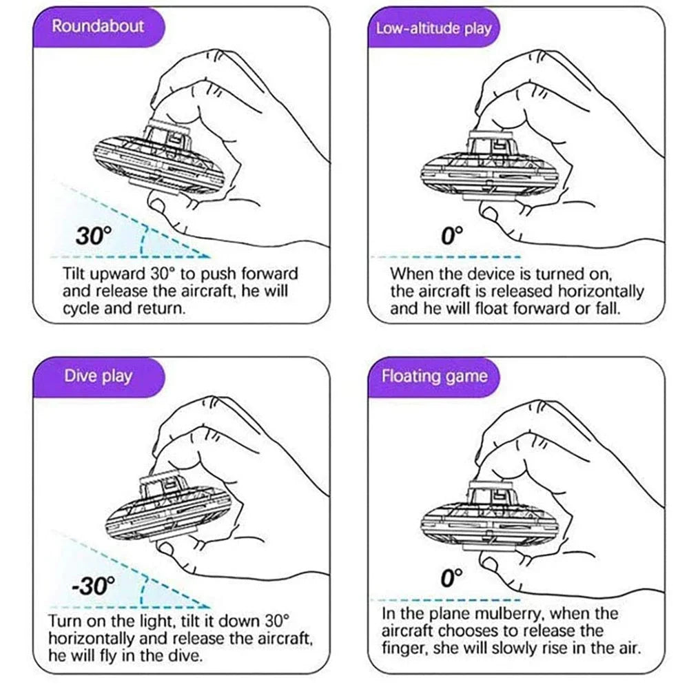 Mini Drone LED UFO Fingertip flying machine induction gyroscope Decompression adult children's toys - Velora
