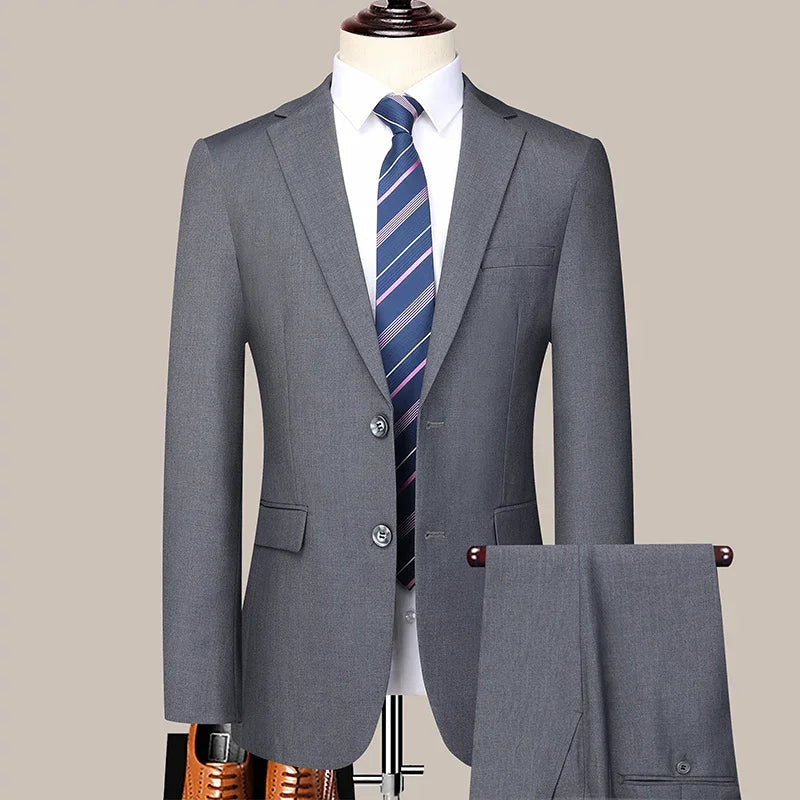 Suit (Blazer+ Pants) Men's Fashion Business Outdoor Trend Solid Color Casual Slim-fit Wedding Host Gentleman Suit S-6XL Velora