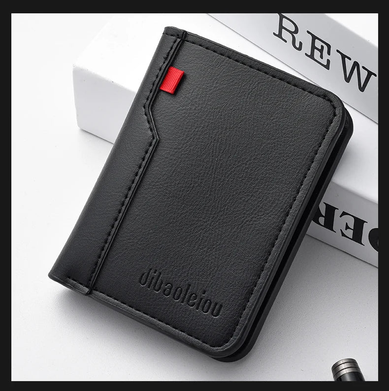 1Pc New Ultra-thin Mini Soft PU Leather Credit Card Wallet Holder Short Vertical High Quality Men's Wallet - Velora