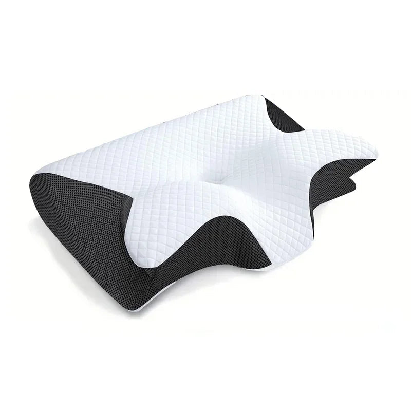 1pc Memory Foam Cervical Pillow, 2 in 1 Ergonomic Contour Orthopedic Pillow for Neck Pain, Contoured Support Pillows,Neck Pillow - Velora