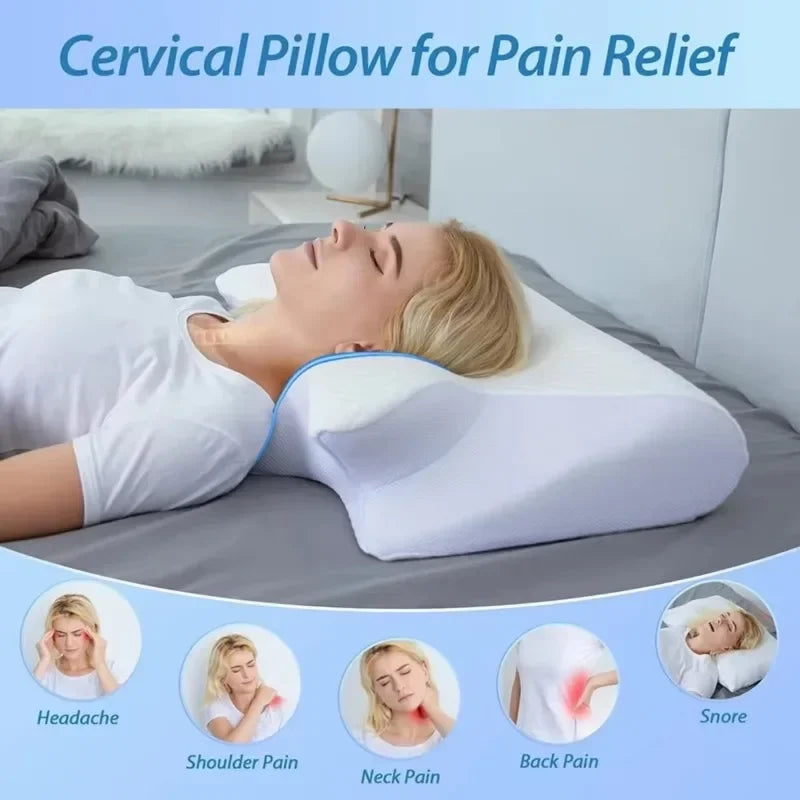 1PC Butterfly Memory Neck Pillow Slow Rebound Comfortable Sleep Memory Foam Pillow 2 in 1 Ergonomic Contour Pillows Home Supply Velora