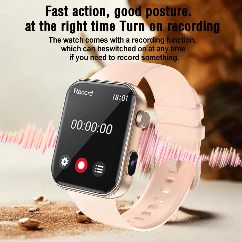 2025 New Smart Watch Men Women Camera Take Photos Record Video Health Monitor Sports Fitness Waterproof BT Call Smartwatch - Velora