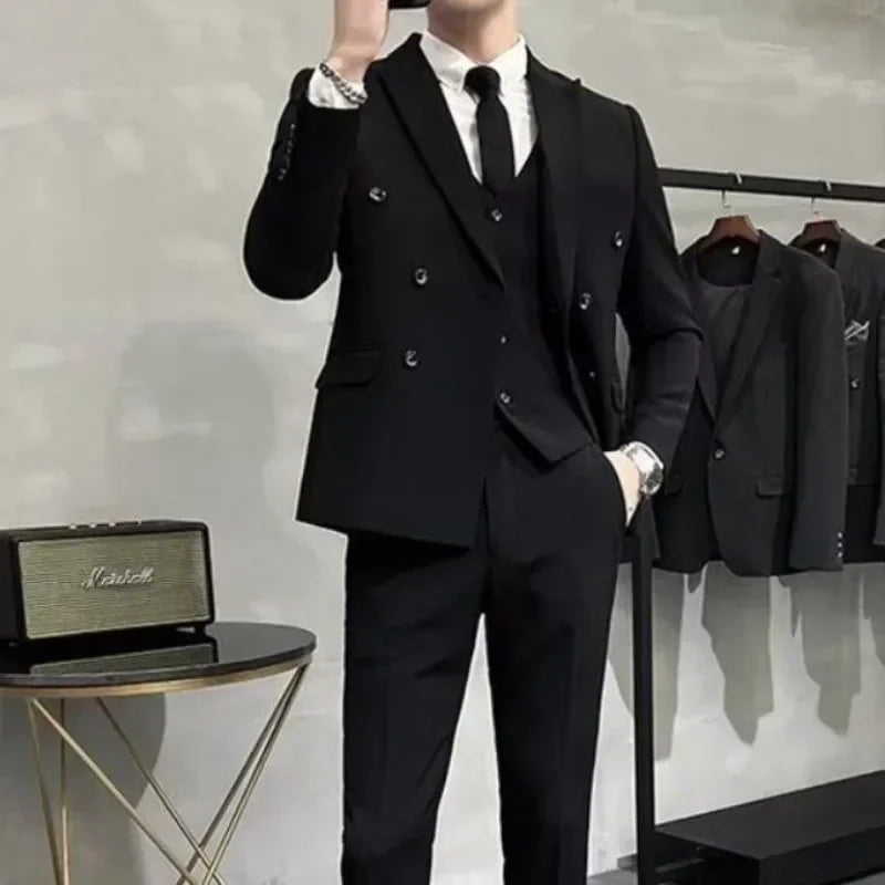Wedding 2 Piece Outfit Set Male Slim Fit Full Men's Suits and Blazers Dress Formal Groom Clothes Elegant Spring Autumn Luxury - Velora