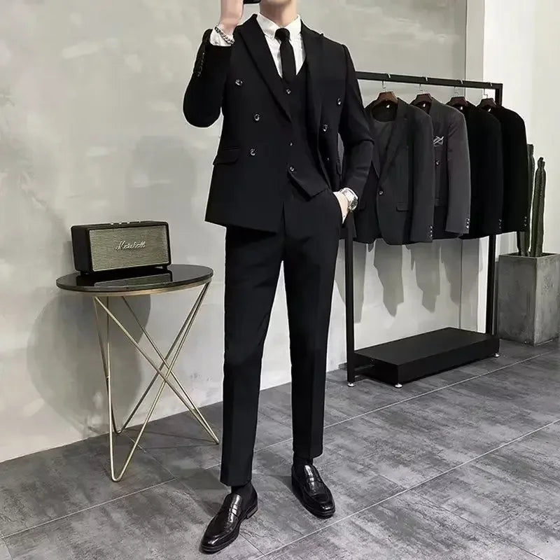 Wedding 2 Piece Outfit Set Male Slim Fit Full Men's Suits and Blazers Dress Formal Groom Clothes Elegant Spring Autumn Luxury - Velora