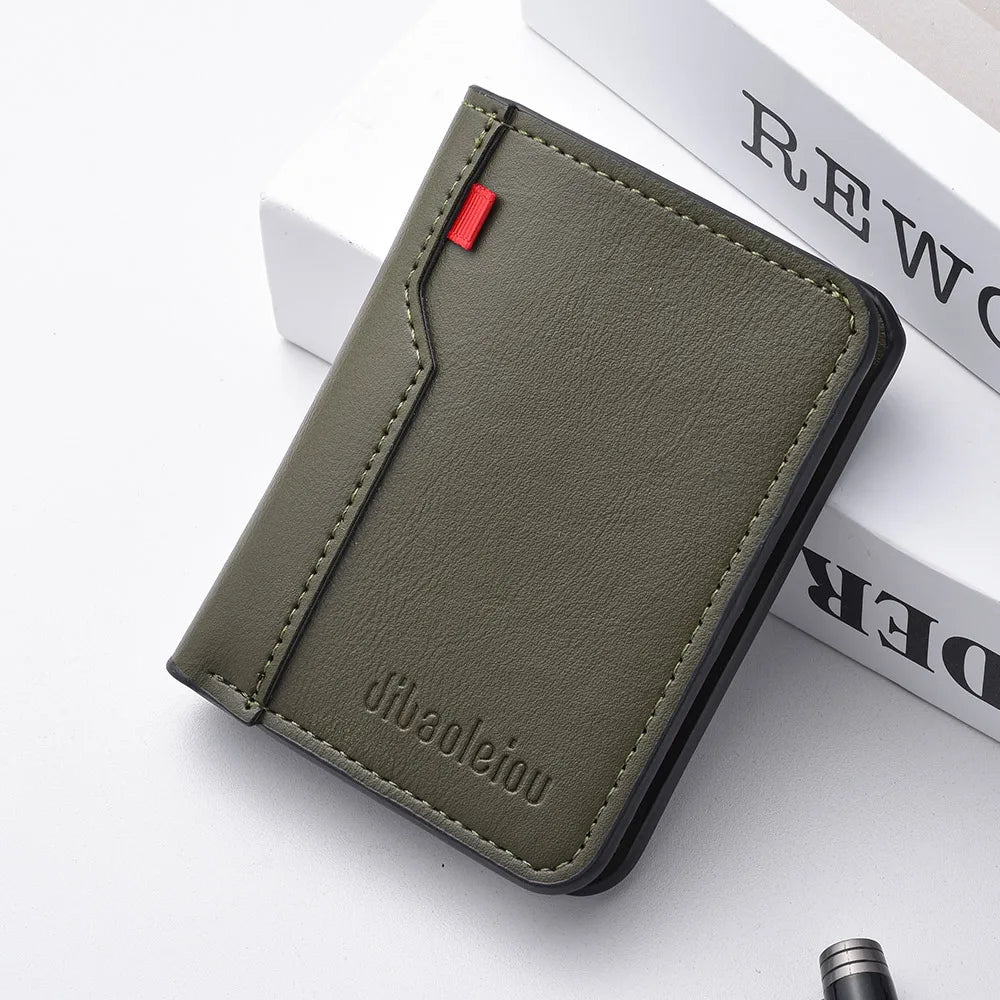 1Pc New Ultra-thin Mini Soft PU Leather Credit Card Wallet Holder Short Vertical High Quality Men's Wallet - Velora