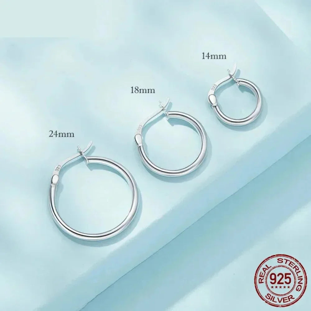 14K White Gold-Plated 925 Sterling Silver Hoop Earrings - Stylish And Hypoallergenic Jewelry For Women - Velora