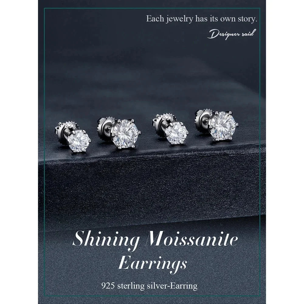 Radiant Moissanite Stud Earrings | D Color Round Cut 925 Silver, Gold Plated Itz Luxury