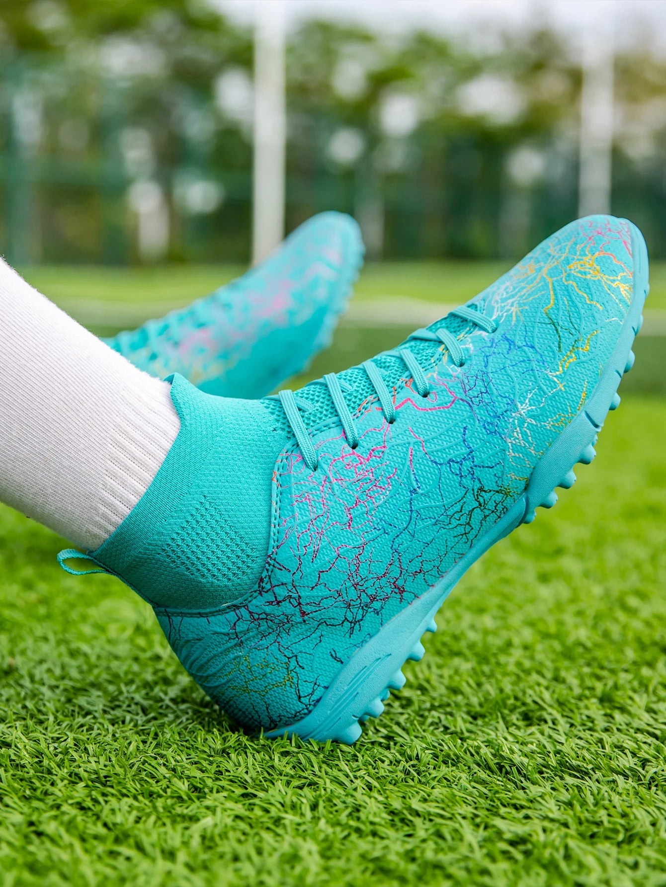Professional High Top Soccer Shoes for Men, Tf, Broken Nails, Short Nails, Artificial Grass Training, Breathable, Anti Slip - Velora