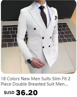 2025 Wedding Groom Suit for Men/Slim Fit 2-Piece(Blazer+pants)Breathable Groom Attire(Free Tie)Best Man, Party, Prom Ropa Hombre - Velora