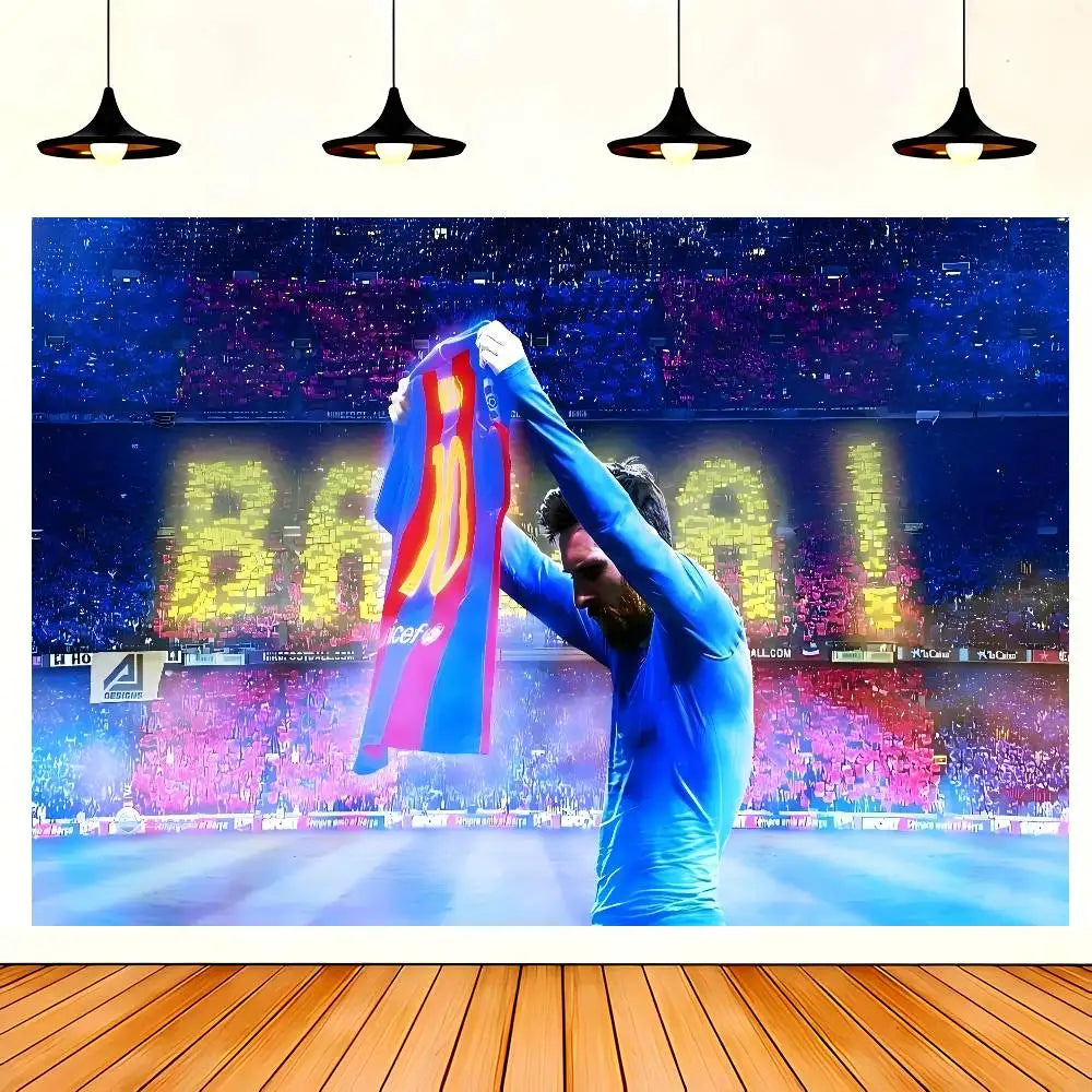 Soccer M-Messi Character Birthday Party Backdrop For Photography Background Birthday Decor Velora