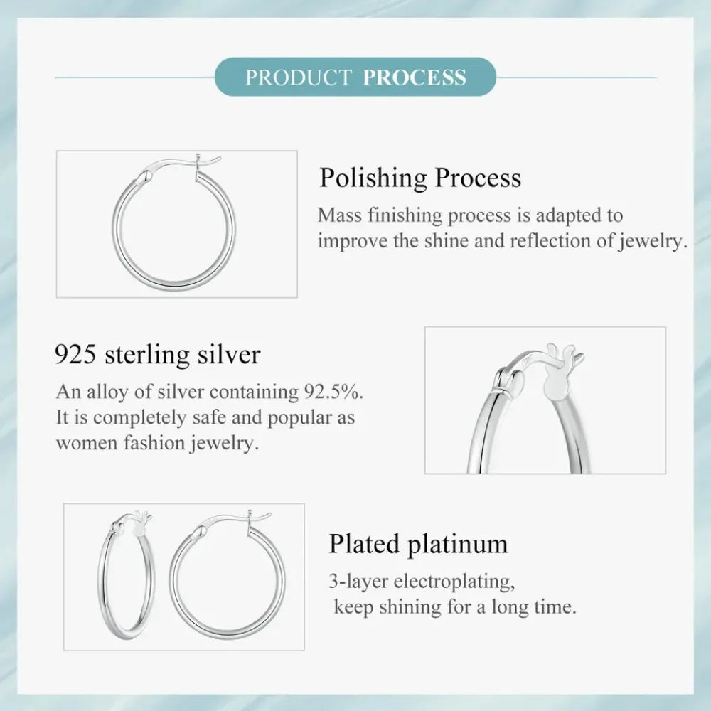 14K White Gold-Plated 925 Sterling Silver Hoop Earrings - Stylish And Hypoallergenic Jewelry For Women - Velora