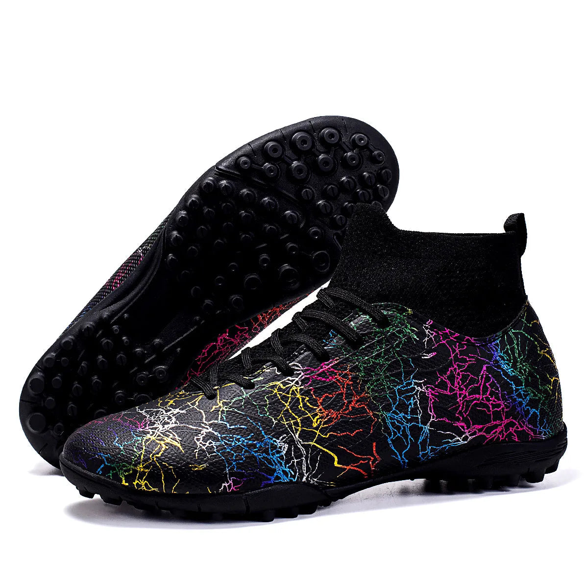 Professional High Top Soccer Shoes for Men, Tf, Broken Nails, Short Nails, Artificial Grass Training, Breathable, Anti Slip - Velora