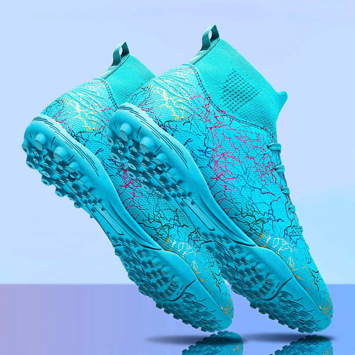 Professional High Top Soccer Shoes for Men, Tf, Broken Nails, Short Nails, Artificial Grass Training, Breathable, Anti Slip - Velora