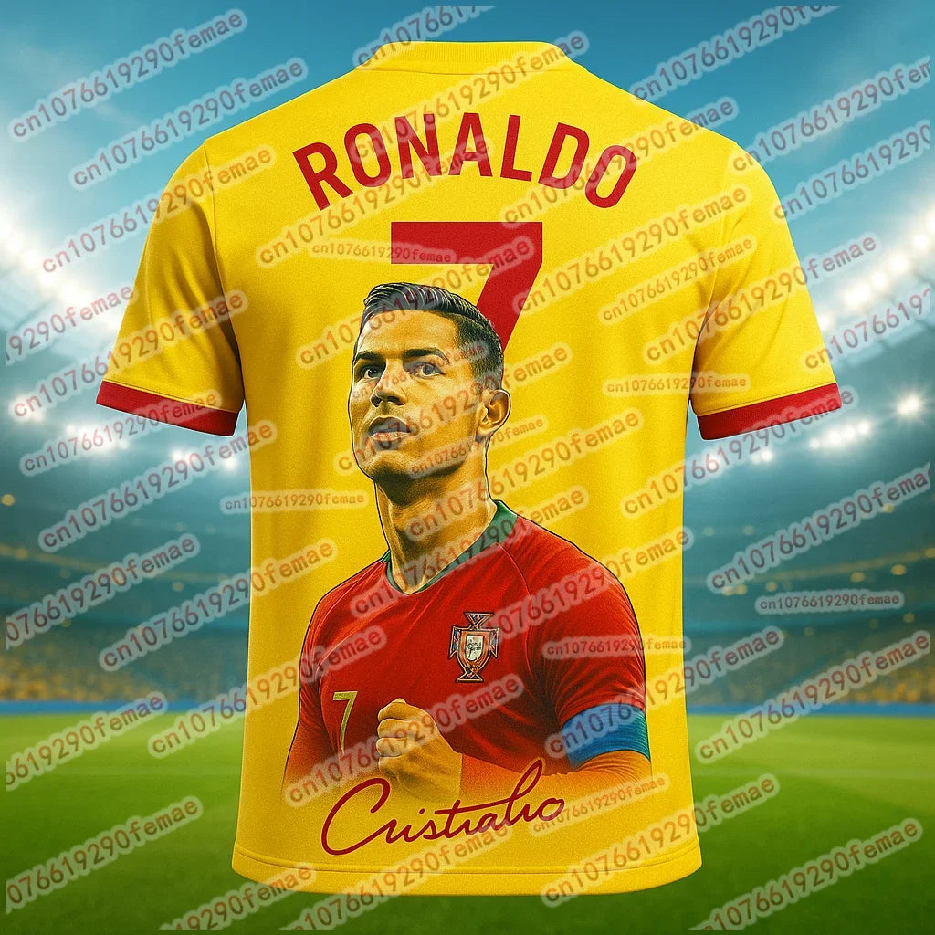 Ronaldo 3D Print Sport Quick Dry Breathable Men Tshirt Football Jersey Team Uniform Baby Parent Child Kids Boy Girl Short Sleeve Velora